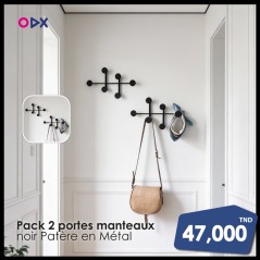 Pack 2 portes manteaux noir - Patère en Métal