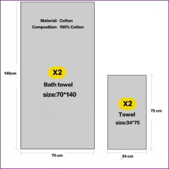 Parure serviette de bain 4pcs