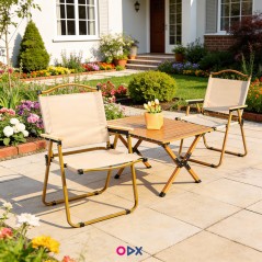 Chaise pliable en acier et bois - Grand modèle