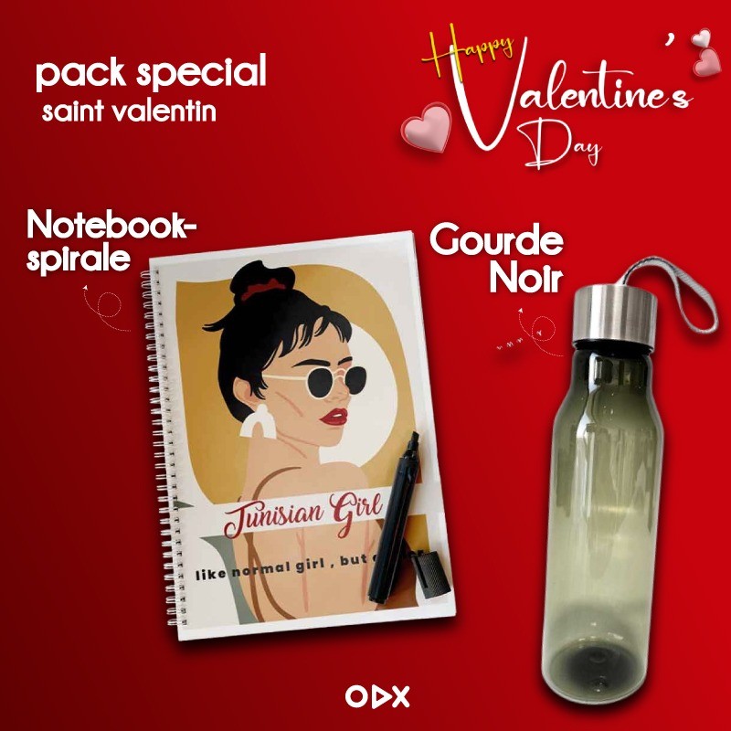  Pack Notebook-spirale + Gourde Noir - Transparente