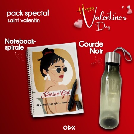  Pack Notebook-spirale + Gourde Noir - Transparente