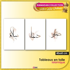 3 Tableaux muraux calligraphie islamique en toile - 3 parties - Patience-Douaa-Paix
