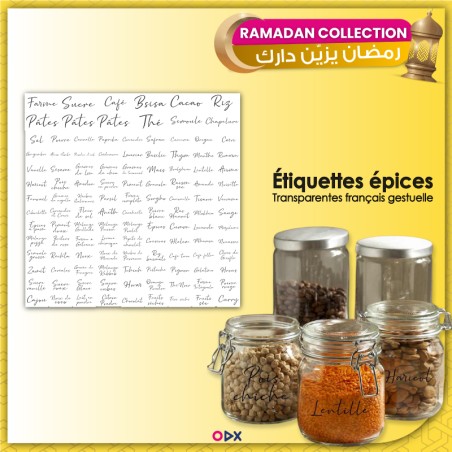 Étiquettes épices - Transparentes français gestuelle