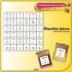 Étiquettes épices - Carré blanc français