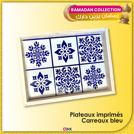 Plateaux imprimés - Carreaux bleu 