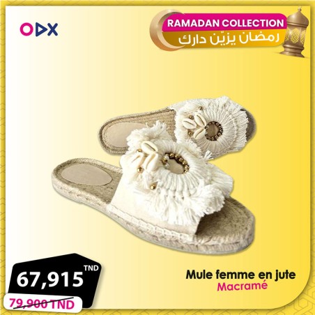 Mule plate femme en jute - Macramé