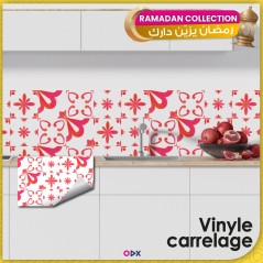 Stickers carrelage cuisine - Motif rouge